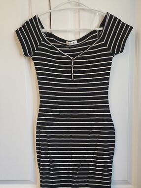 Black & White Striped Bodycon Dress